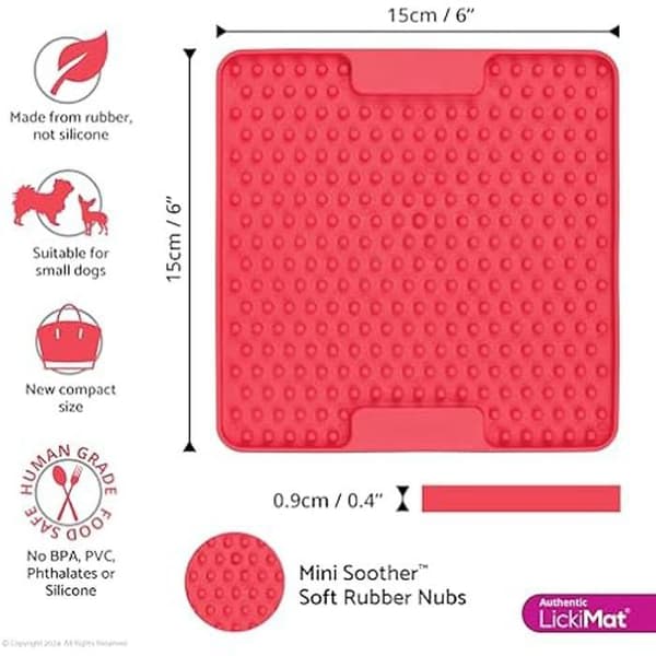 Mat för mat - LICKIMAT - Mini - Långsam utfodring - icke giftigt gummi - Rosa rosa