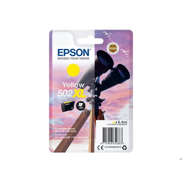 EPSON Original 502XL mustepatruuna - 6,4 ml - suuri kapasiteetti - Keltainen
