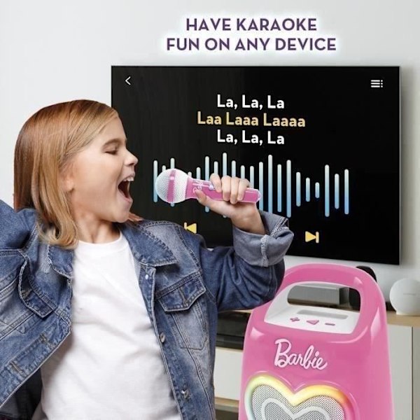 Bluetooth-högtalare - LISCIANI - Barbie Party - Mikrofonkompatibel - Smartphone-anslutning - Idealisk för sång och dans Rosa