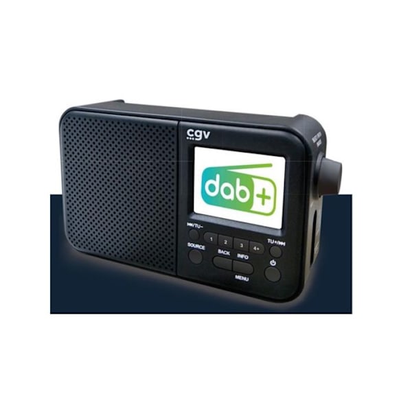 Bærbar DAB+ og FM-radio - CGV - DR7+ - 2,4" farvet TFT-skærm - Hovedtelefonstik - Øko-forbrug sort