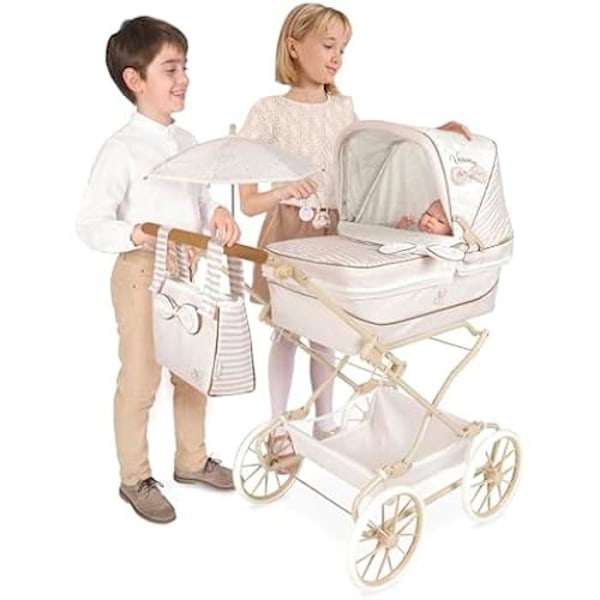Reborn Dolls -rattaat - DE CUEVAS - Verona - Taitettava - Mukana sateenvarjo - Beige ja vaaleanharmaa Beige och ljusgrå