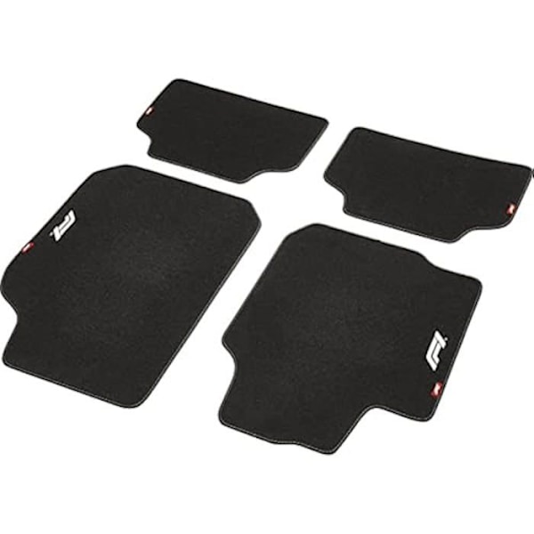 Bilmattor - FORMULA 1 - CM580 - Svart/Vit - 4 delar - Universal Bilgolvmatta set, svart/vit