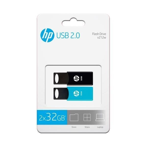 USB-tikut - HP - HPFD212-32-TWIN - 32 Gt - USB 2.0 - Sininen ja musta musta, Sininen