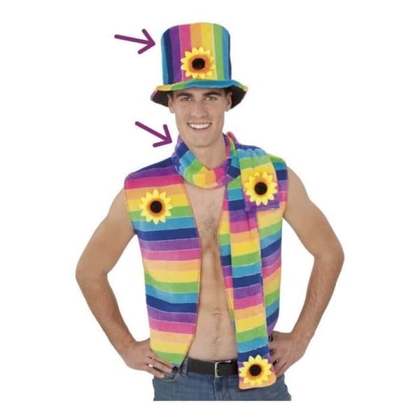 Rainbow Hippie Hat and Scarf - Disfrazzes.fr Regnbåge