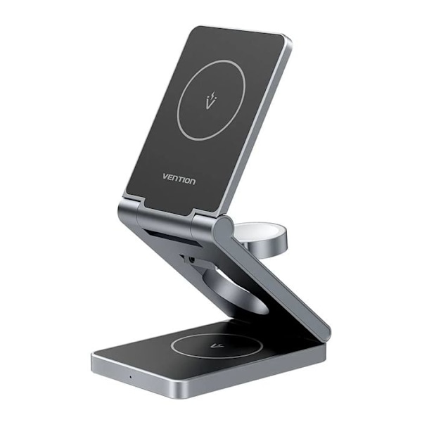 Trådløs hurtigoplader 3 i 1, LED-indikator, MagSafe-kompatibilitet - Vention (FGFH0) - Sølv