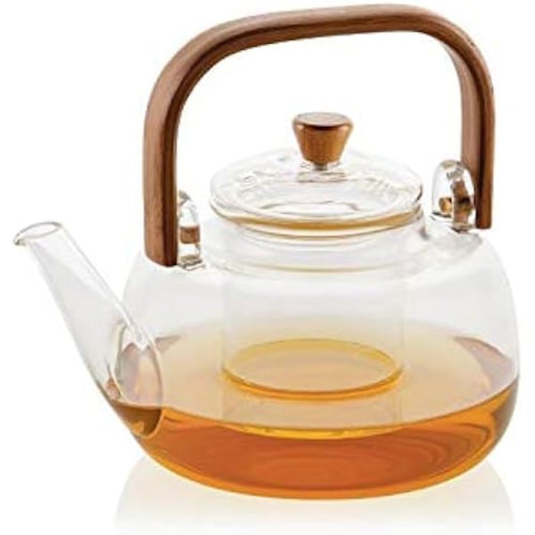 Teekannu - ANDREA HOUSE - Lasi bambukahvalla - 1L - 3-4 hengelle - Mukana suodatin Transparent