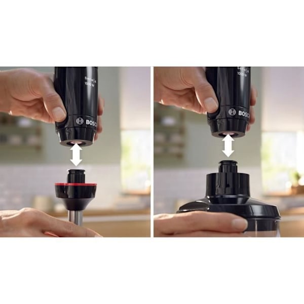 Stavblender - BOSCH - MSM4B621 - 1000 W - 4 skarpe knive - Røreskål - Mini hakker - Piskeris - Keramisk gear svart och klar