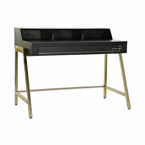 svart skrivbord guld metall mangoträ (125 x 74 x 93,5 cm)
