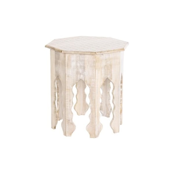 brunt hvidt sidebord mangotræ (49 x 49 x 53,5 cm)