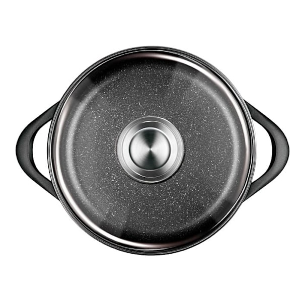 Induktionskastrullset 6 delar Aluminium Gjutjärn, 3 Kastruller, Lock Smile MGK-18 Svart 1004673