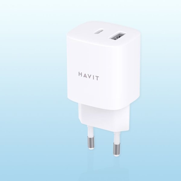 Lader - strømadapter Havit - UC30 EU - USB-A + USB-C lader