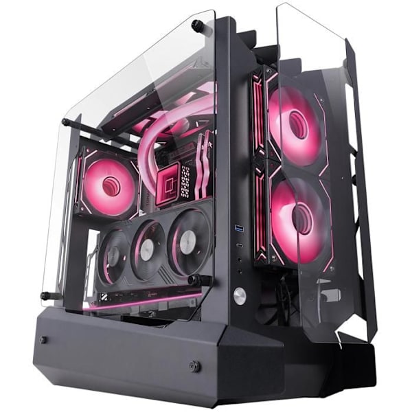 Gaming ATX kabinet - Mars Gaming - MC-EDGE - Open Air design - Triple hærdet glas panel - USB-C og USB 3.0 Sort