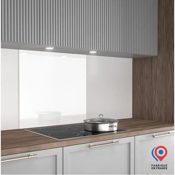 Crédence - Fond af emhætte - AURYS - Glas - Ekstra hvid - Hvidlakeret - 700*600 - 6 mm Vit