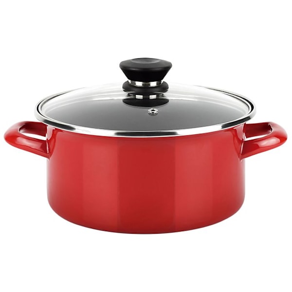 Induktionskastrull 20 cm Emaljerat stål, PFOA-fri non-stick, glaslock FAGOR Optimax Röd 00901 Röd