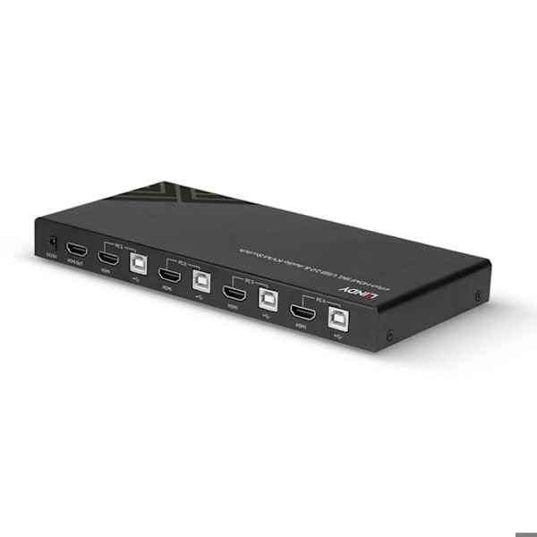 Switch KVM HDMI - Lindy - 4 porte - 4K@60Hz - USB 2.0 - Stereo lyd