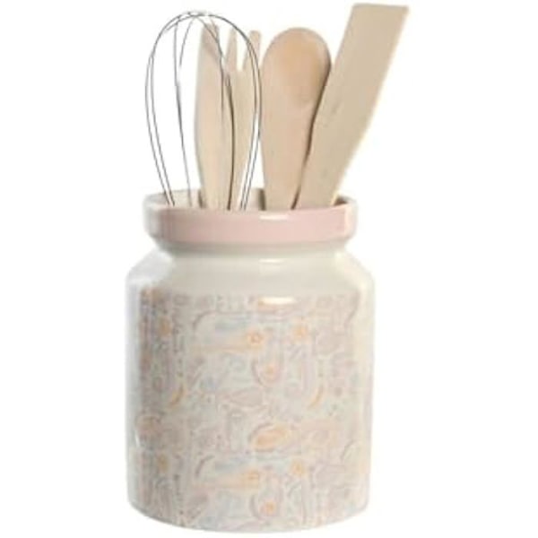 Köksgryta - DKD Heminredning - Standard - Metall och MDF trä - Rosa och vit - 12x12x25 cm rosa och vitt
