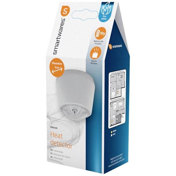 Lämmöntunnistin - Smartwares - FHE-18600 - Langaton - 54 °C - Pinta-asennus Vit