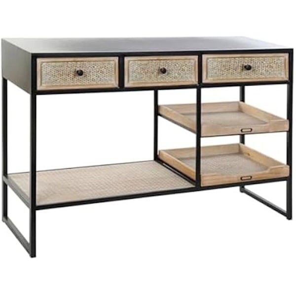Konsoli - HOME ESPRIT - Ruskea Musta - Puu ja metalli - 120 x 38 x 80 cm - Monivärinen Flerfärgad