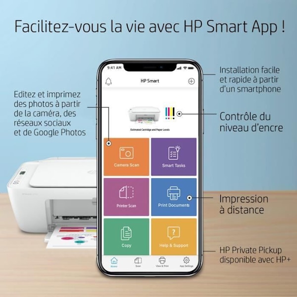 HP DeskJet 2710e multifunktionsprinter farveblæk - 6 måneders Instant Ink inkluderet med HP+