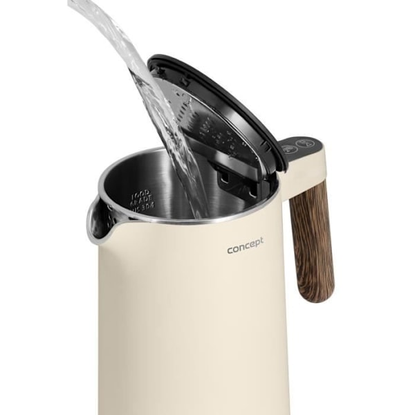 Bouilloire elektrisk Concept Norwood i rustfrit stål - temperaturkontrol Funktion KEEP WARM 1.5L 1850-2200W vanilje Vanilj