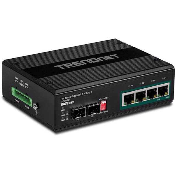 Ethernet-switch - TRENDNET - TI-PG62B - 4 PoE+ porte - Moduleret - Ekstreme temperaturer