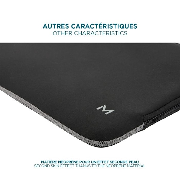 Neoprenfodral för Bärbar Dator Tablet 12.5-14" - MacBook Fodral 13" - Svart/Grå - MOBILIS Svart