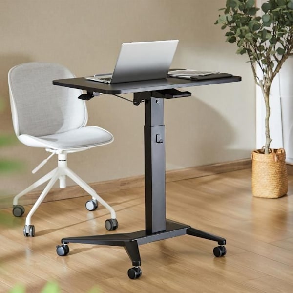 Bureau mobile til bærbar computer, Maclean MC-453B, sort, pneumatiske højdejustering, 80x52cm, 8kg max, 109cm h