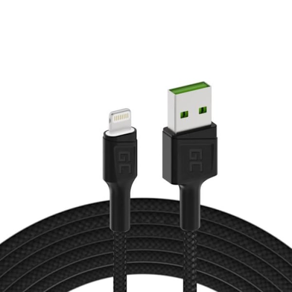 Green Cell GC Ray USB - Lightning Kabel 120cm til iPhone, iPad, iPod, Hvid LED, hurtig opladning