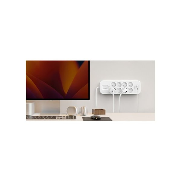 Overspændingsbeskytter - Belkin - Model med 8 Stik - 1 USB-C - 1 USB-A - Farve Hvid