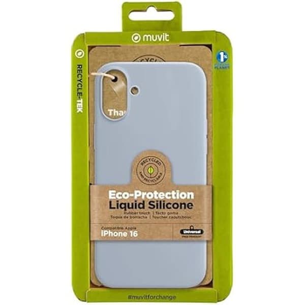Skal - MUVIT - iPhone 16 - Flytande silikon - Lätt design - Ljusblå blå