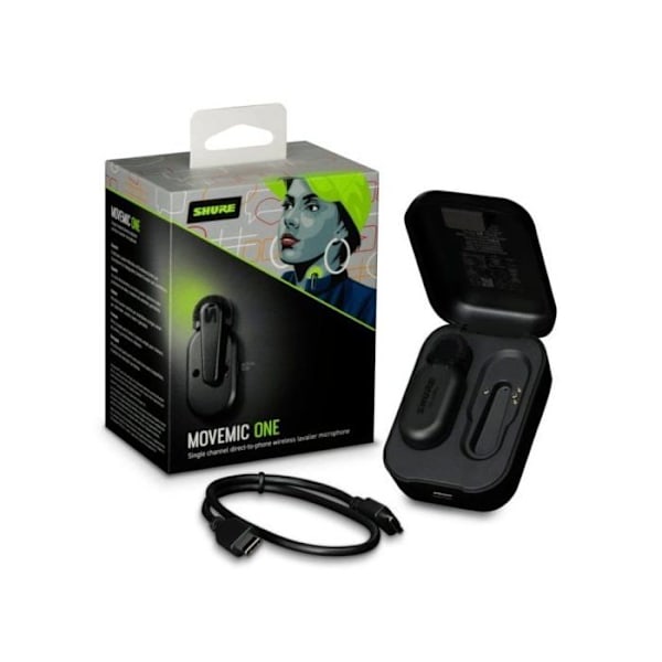 Mikrofon Lavalier - Shure - MoveMic One - Bluetooth - Sort - Trådløs Direkte til Telefon Svart