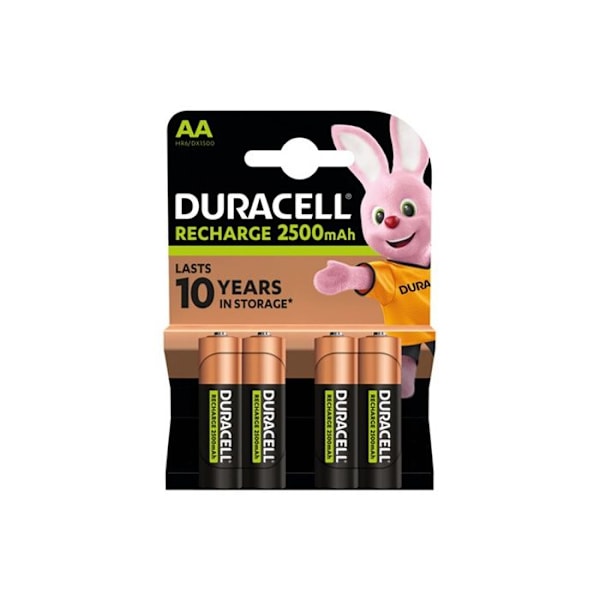 Duracell uppladdningsbart batteri Duracell uppladdningsbart, paket med 4 AA 2500mAh uppladdningsbara batterier
