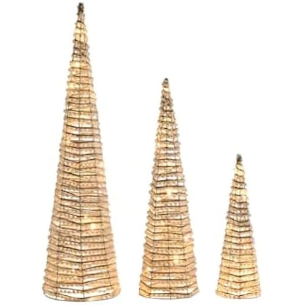 Julprydnad - DKD Heminredning - Gyllene vit - 20 x 20 x 80 cm - 3 stycken - Heminredning Flerfärgad