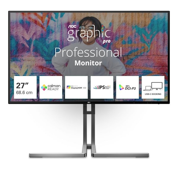 PC plattskärm - AOC - U27U3CV - 27 tum - 4K Ultra HD - LCD svart