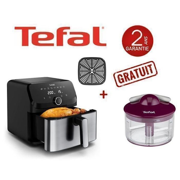 Fritureboks - TEFAL - Easy Fry Mega - 7,5L - Manuel hakker 500ml - Lilla/grå Sort, Rustfrit stål