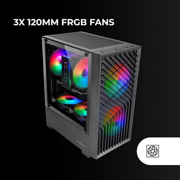 Gaming Kabinet - Mars Gaming - MC-VORTEX - MicroATX - Tempereret Glas - 3 FRGB 120mm Ventilatorer