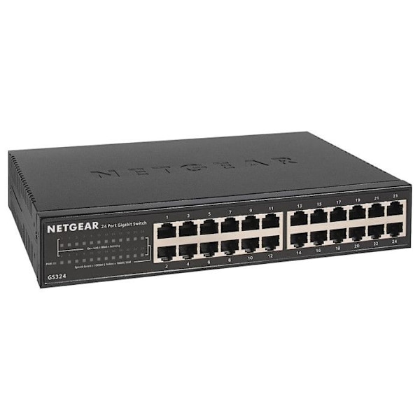 Kytkin, ei hallittava, 24 porttia - NETGEAR - GS324-200EUS - Gigabit Ethernet - 24 porttia musta