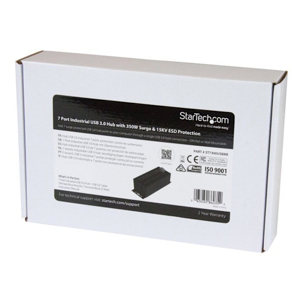 USB 3.0 - STARTECH - ST7300USBME - 7-porttinen - ESD-suojaus - DIN-kiskoon asennus
