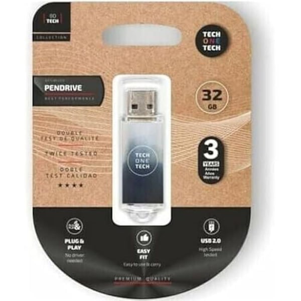 USB nøgle - TECH ONE TECH - Be B&W 32 GB - USB 2.0 - Sort