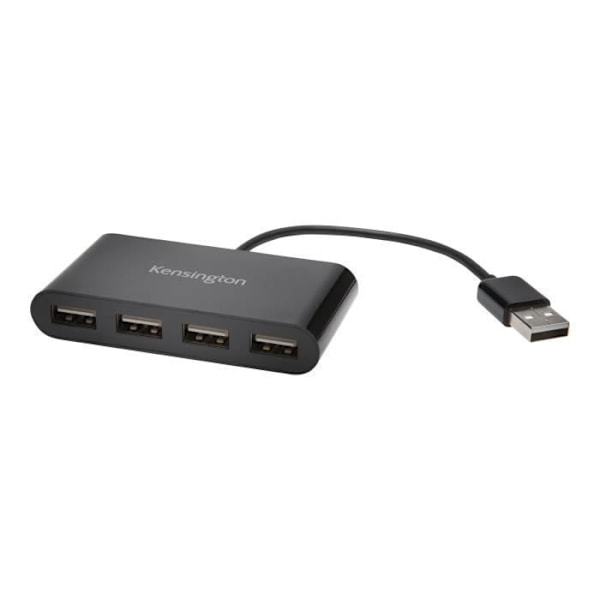 USB 2.0 koncentrator - KENSINGTON - 4 porte - Sort - USB-drevet - Ekstern