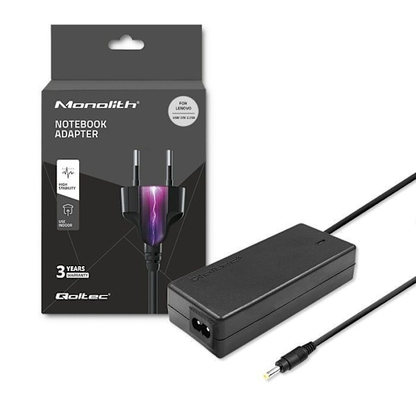 Oplader - Qoltec strømadapter - 51509.45W - Strømadapter til bærbar computer 45 W, 1,7 mm, 2,2 A, 20 V () Sort