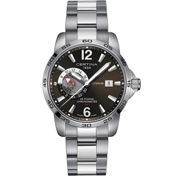 CERTINA Mod. DS PODIUM GMT AUTOMATISK GRÅ TITAN COSC (Contrôle Officiel Suisse des Chronomètres) (C034.455.44.087.00)