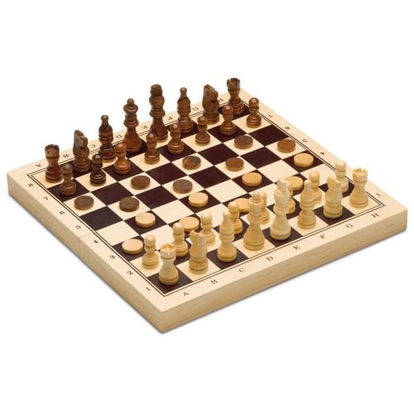 Cayro - Shakki, tammi ja backgammon Beige, vit och brun