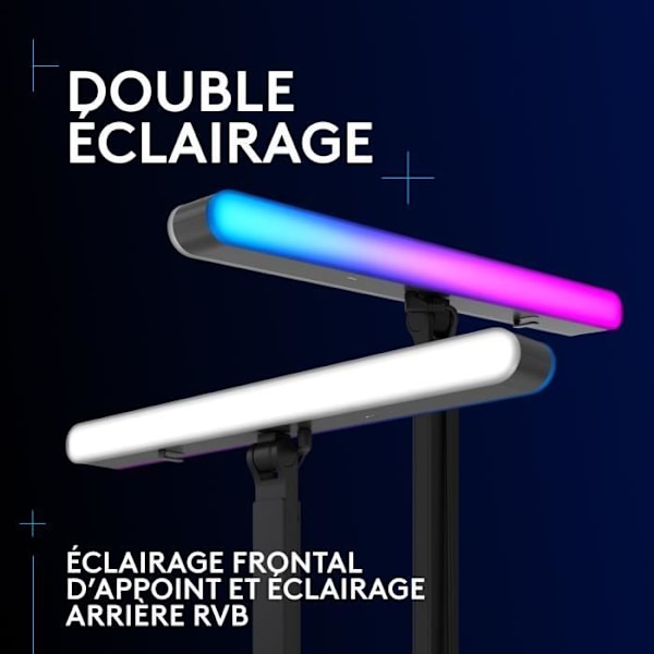 Ringlys Logitech G Litra Beam LX dobbelt premium RGB LED-streaming accentlys med TrueSoft, LIGHTSYNC, Bluetooth