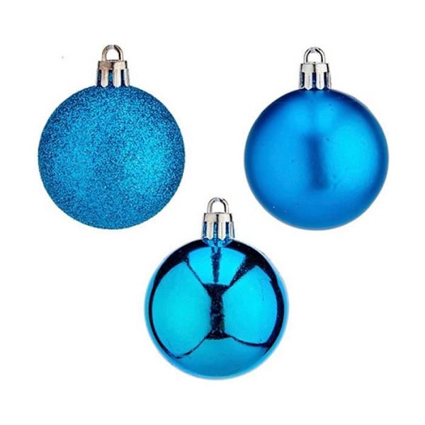 set med blå plastjulkulor 5 x 6 x 5 cm (12 enheter)