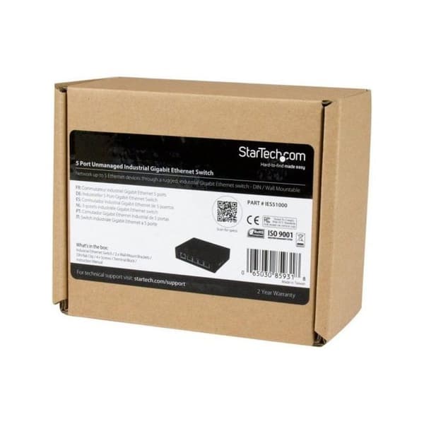 Switch Gigabit Ethernet - STARTECH - IES51000 - 5 portar - Väggmontering / DIN-skena - IP30