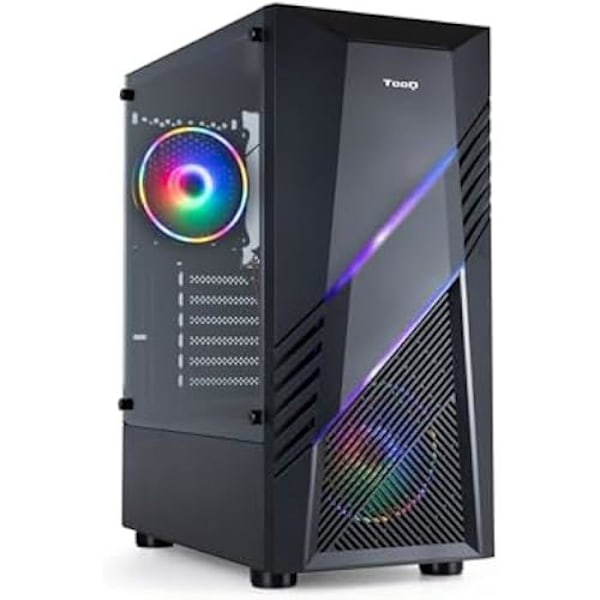 TOOQ TQGCC102-B - "Biohazard" ATX/Micro-ATX/Mini-ITX Mid-Tower Gaming-taske, hærdet glas, frontpanel med RGB, farve Sort