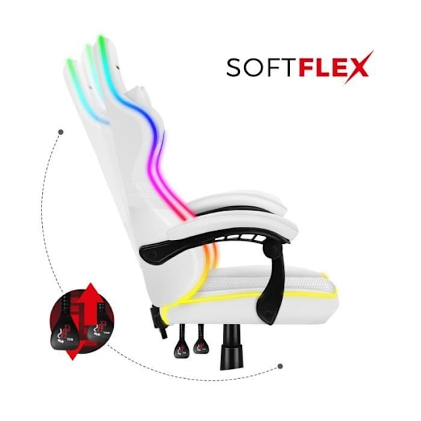 HUZARO Force 4.4 ergonomisk spelstol - Vit - Justerbar höjd - Svankstöd - Armstöd - Nackstöd Vit