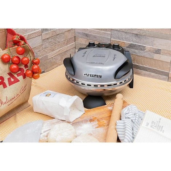 Pizzaovn G3 FERRARI - Limited Edition - 31cm - 1200 Watt - Stenplade - Grå / Sort Grå och svart