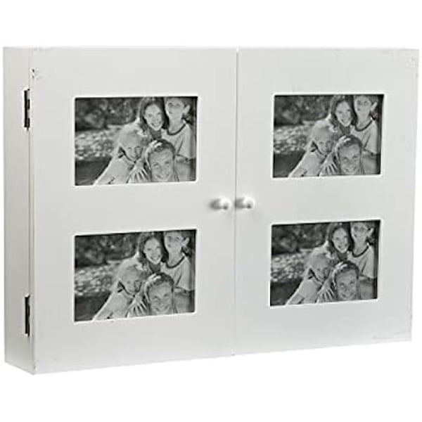 Counter Cover - VERSA - Creston - Fotoramme til 4 billeder - Hvidt træ - Dimensioner 33x8,5x46 cm Vit